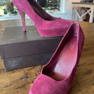 Gucci suede platform heels